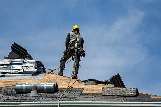 Professional Gutter Installation technician working in Kauneonga Lake, NY